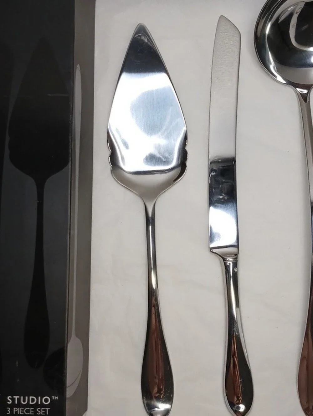 Gorham Silver-Tone Cake Server, Knife & Ladle Set